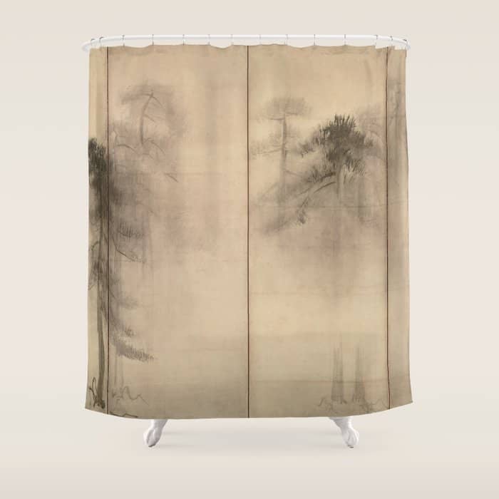 Pine Trees Six-Fold Azuchi-Momoyama Period Japanese Screen - Hasegawa Tohaku Shower Curtain