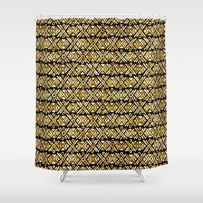 Sonoran Stripe - Midnight Gold Shower Curtain