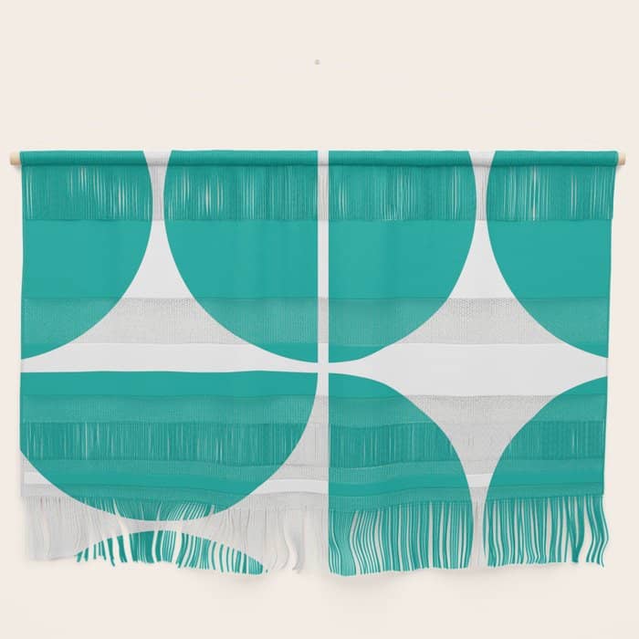 Mid Century Modern Turquoise Square Wall Hanging
