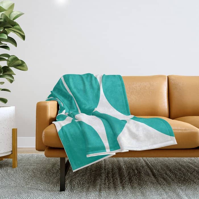 Mid Century Modern Turquoise Square Throw Blanket