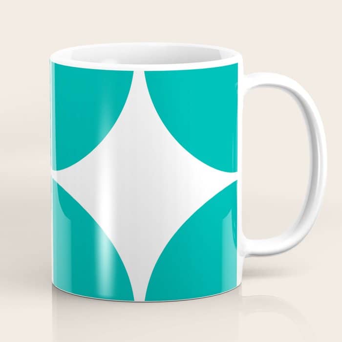 Mid Century Modern Turquoise Square Coffee Mug