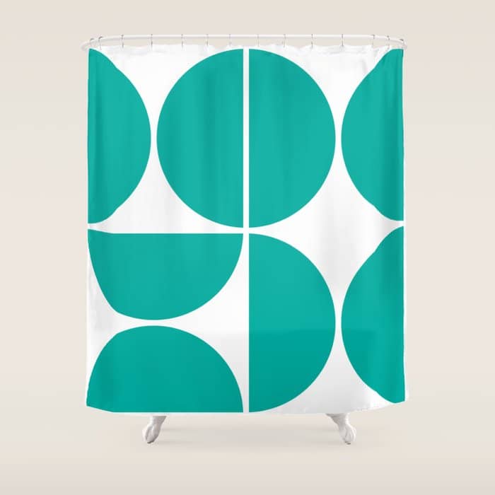 Mid Century Modern Turquoise Square Shower Curtain
