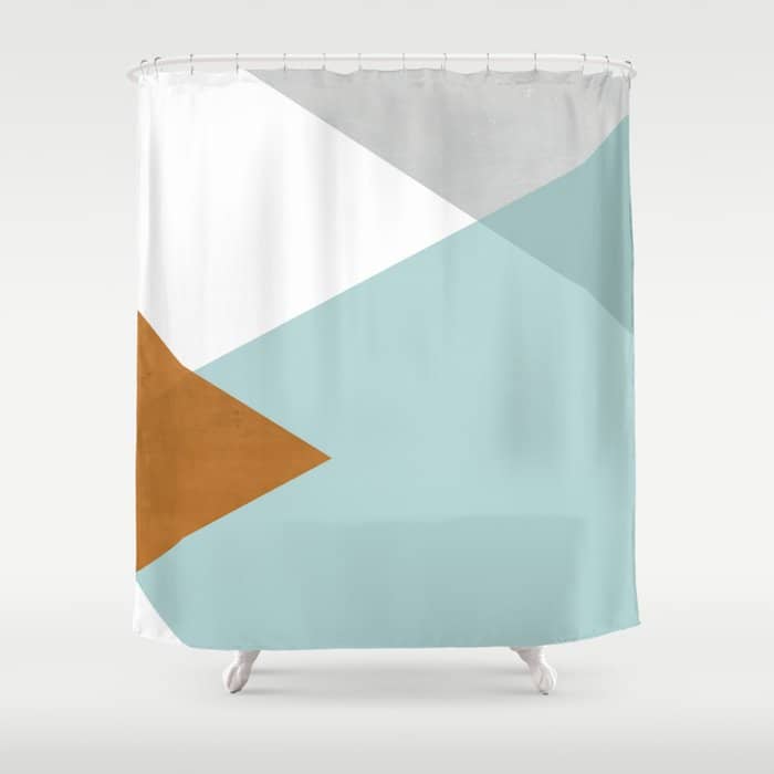Geometrics - Aqua & Orange Concrete Shower Curtain