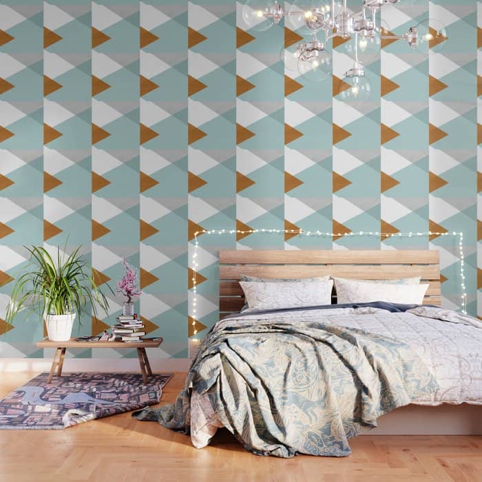Geometrics - Aqua & Orange Concrete Wallpaper