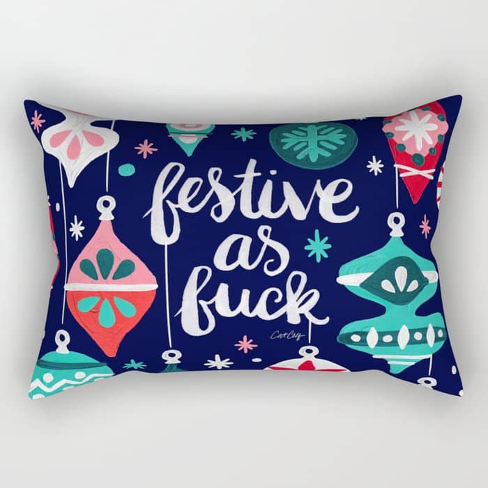 Festive As Fuck - Navy Palette Rectangular Pillow