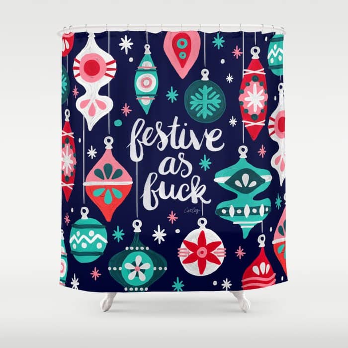 Festive As Fuck - Navy Palette Shower Curtain