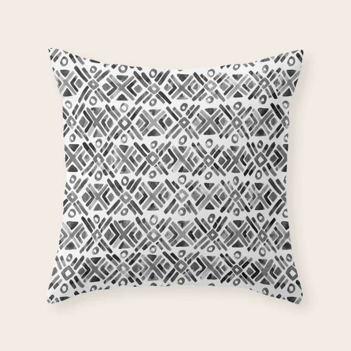 Sonoran Stripe - Black&White Throw Pillow