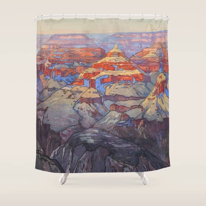 Grand Canyon Vintage Japanese Woodblock Print American Landscape Hiroshi Yoshida Shower Curtain