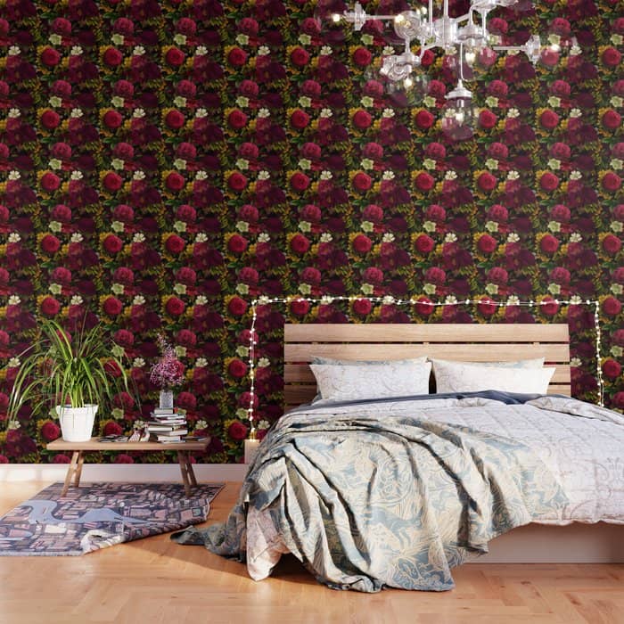 Vintage & Shabby Chic - Mystical Night Roses Bouquet Wallpaper