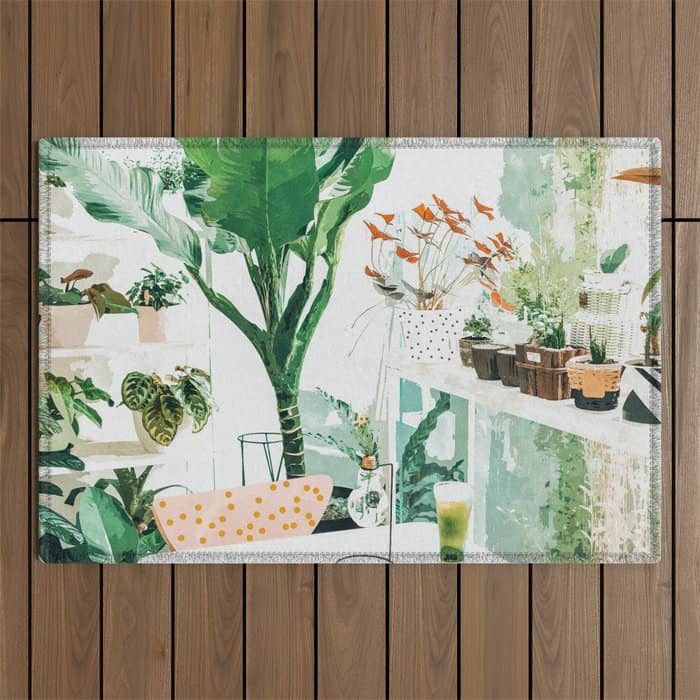 Junglow, Urban Jungle Botanical Home Decor, Tropical Plants Interior Design Plant Lady Painting Outdoor Rug