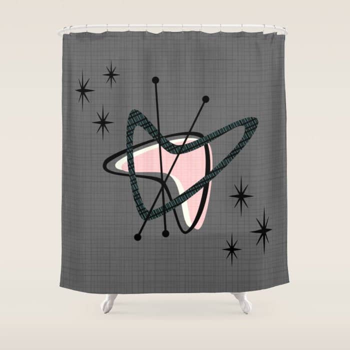 Atomic Boomerangs & Starbursts Shower Curtain