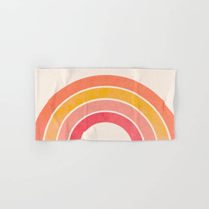Whimsical Vintage Rainbow Waves Bath Towel