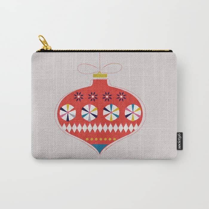 Festive Red Retro Bauble Carry All Pouch