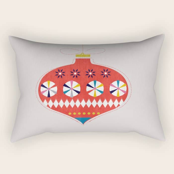 Festive Red Retro Bauble Rectangular Pillow
