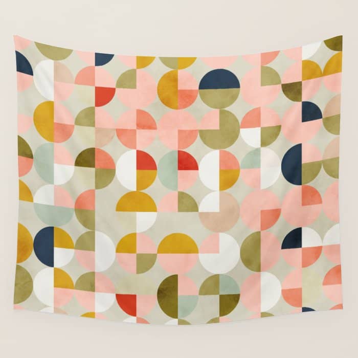 Shapes Mid Century Modern Abstract Wall Tapestry