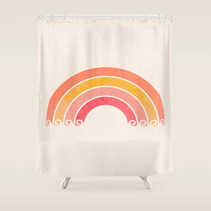 Whimsical Vintage Rainbow Waves Shower Curtain