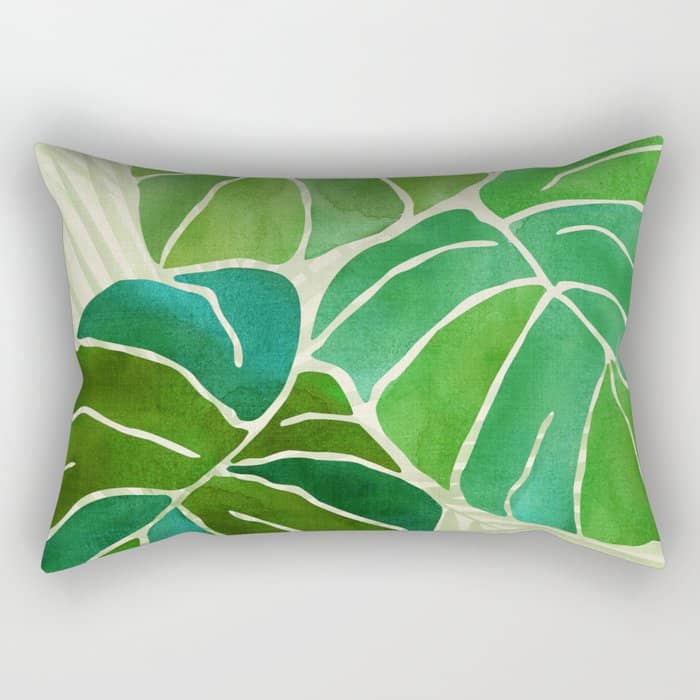 Tropical Plants Monstera Leaf Rectangular Pillow