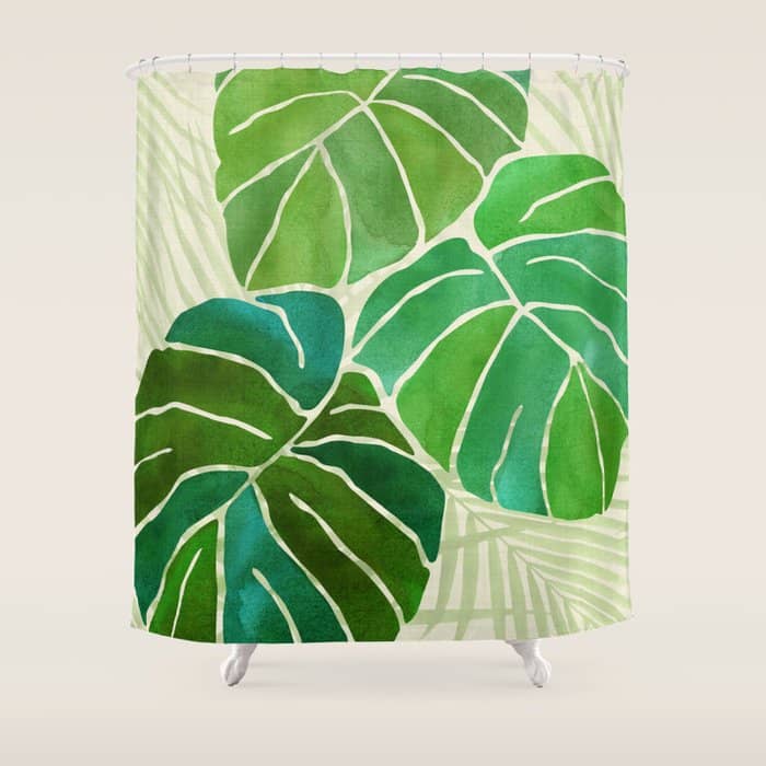 Tropical Plants Monstera Leaf Shower Curtain