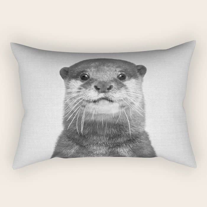 Otter - Black & White Rectangular Pillow
