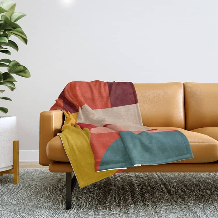 Shapes Of Red Mid Century Art Throw Blanket