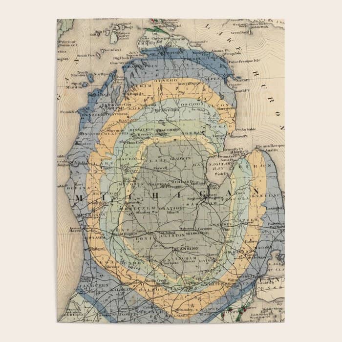 Vintage Michigan Geology Map (1873) Poster