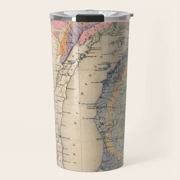 Vintage Michigan Geology Map (1873) Travel Mug