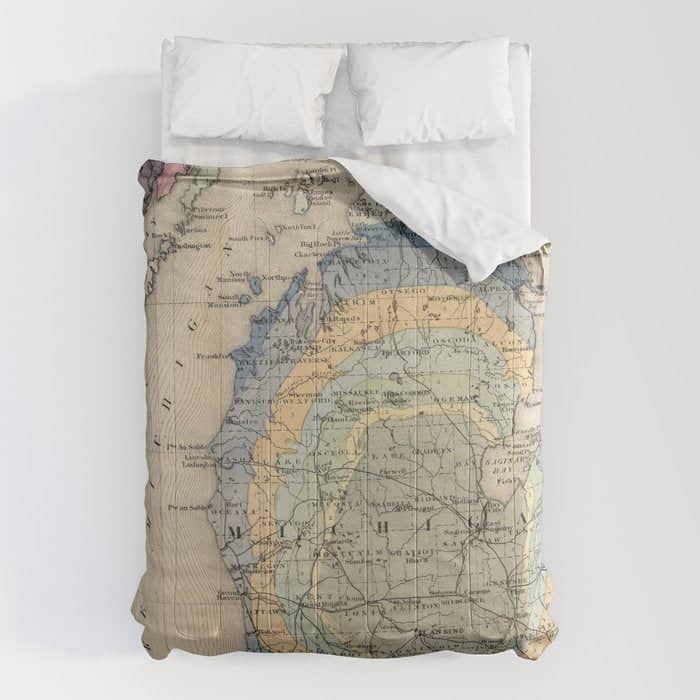 Vintage Michigan Geology Map (1873) Comforter