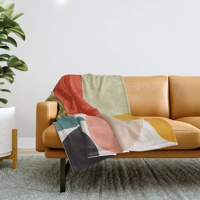 Shapes Of Mid Century Geometry Art Throw Blanket