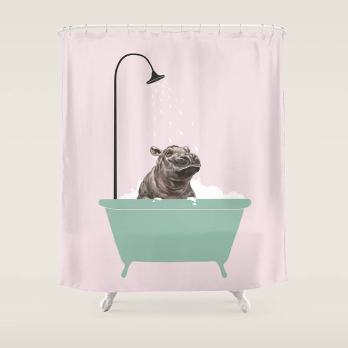Hippo Enjoying Bubble Bath Shower Curtain