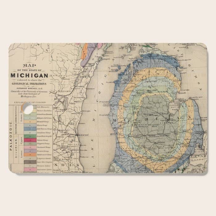 Vintage Michigan Geology Map (1873) Cutting Board