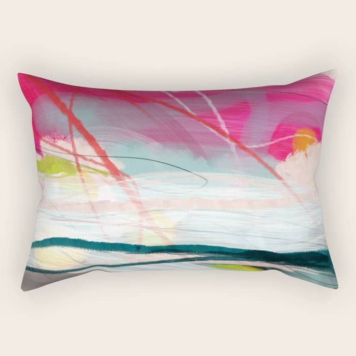 Abstract Landscape With Pink Sky Over White Cloud Mountain Rectangular Pillow