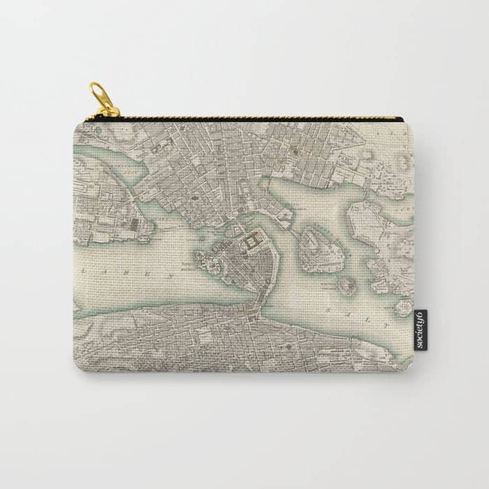 Vintage Map Of Stockholm Sweden (1838) Carry All Pouch