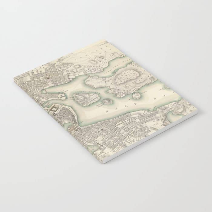 Vintage Map Of Stockholm Sweden (1838) Notebook