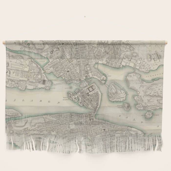 Vintage Map Of Stockholm Sweden (1838) Wall Hanging