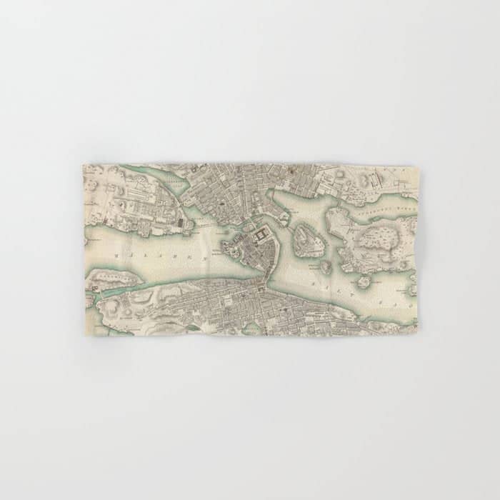Vintage Map Of Stockholm Sweden (1838) Bath Towel