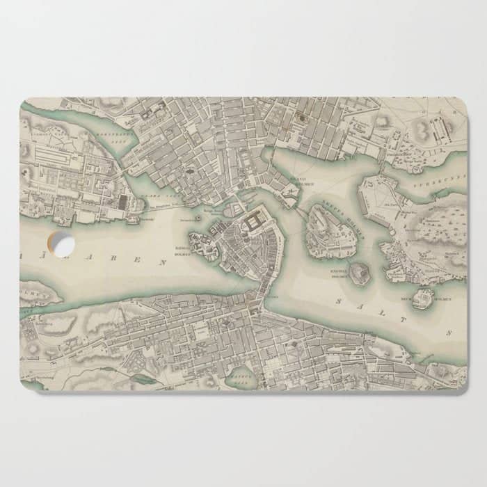 Vintage Map Of Stockholm Sweden (1838) Cutting Board