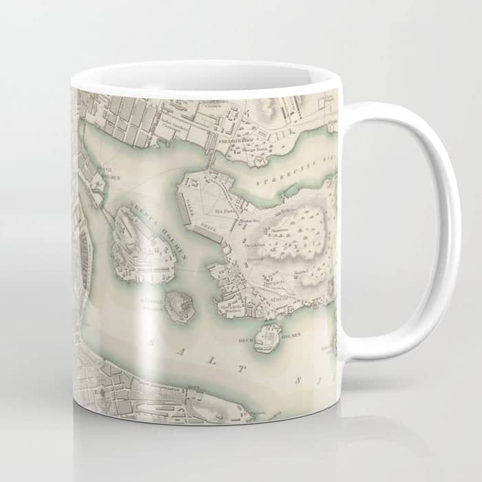 Vintage Map Of Stockholm Sweden (1838) Coffee Mug