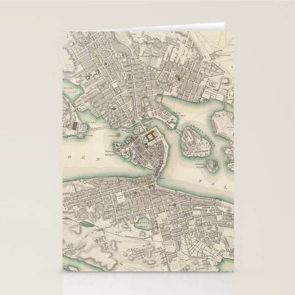 Vintage Map Of Stockholm Sweden (1838) Stationery Card