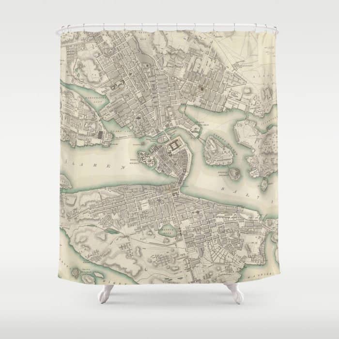 Vintage Map Of Stockholm Sweden (1838) Shower Curtain