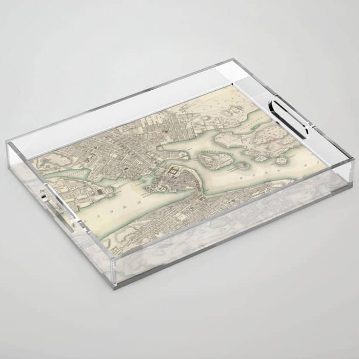 Vintage Map Of Stockholm Sweden (1838) Acrylic Tray