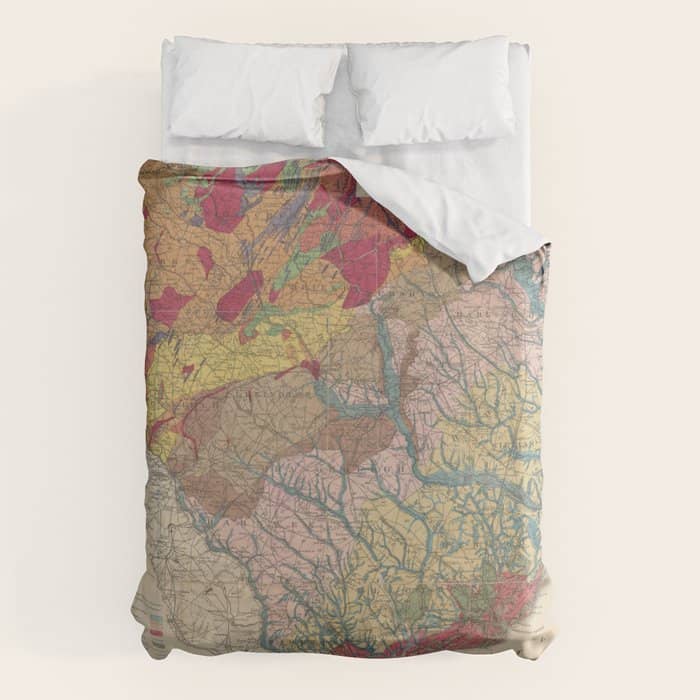 Vintage Geological Map Of South Carolina (1883) Duvet Cover