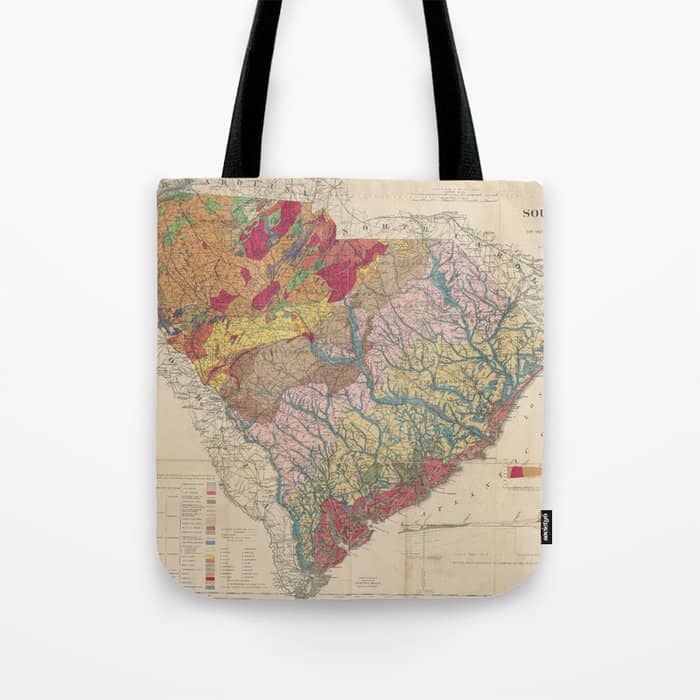 Vintage Geological Map Of South Carolina (1883) Tote Bag
