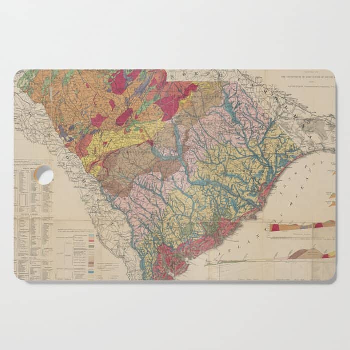 Vintage Geological Map Of South Carolina (1883) Cutting Board