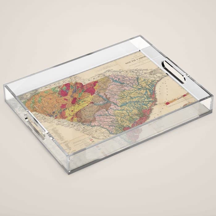 Vintage Geological Map Of South Carolina (1883) Acrylic Tray
