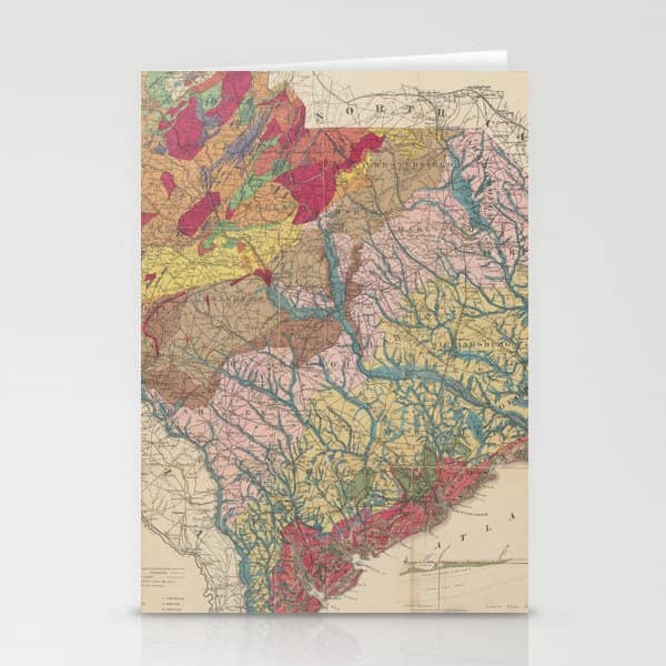 Vintage Geological Map Of South Carolina (1883) Stationery Card