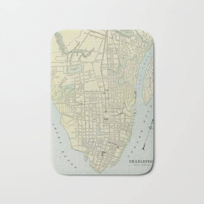 Vintage Map Of Charleston Sc (1901) Bath Mat