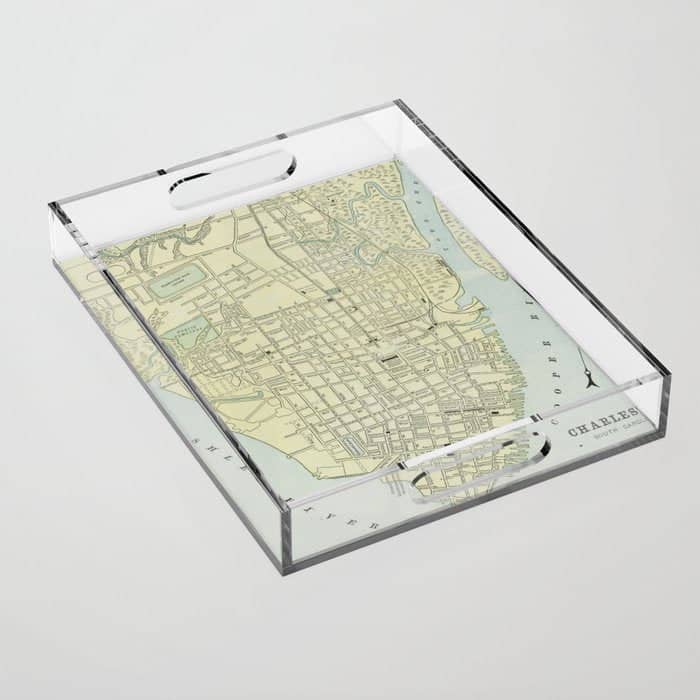 Vintage Map Of Charleston Sc (1901) Acrylic Tray