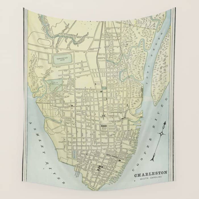 Vintage Map Of Charleston Sc (1901) Wall Tapestry