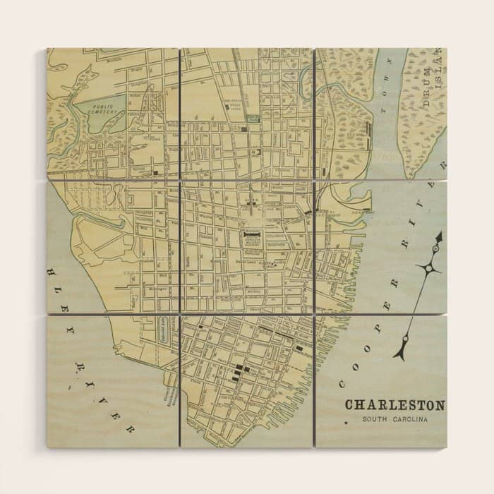 Vintage Map Of Charleston Sc (1901) Wood Wall Art
