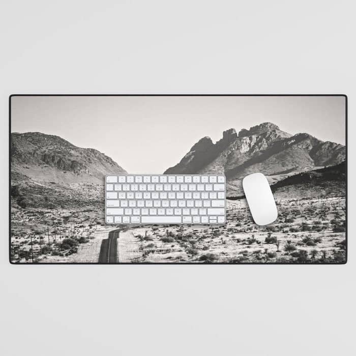The Lost Highway Iii Black & White Desk Mat